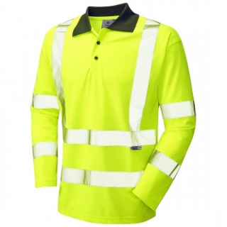 Leo Workwear P06-Y Woolsery ISO 20471 Class 3 Coolviz EcoVizRP Sleeved Polo Shirt Yellow